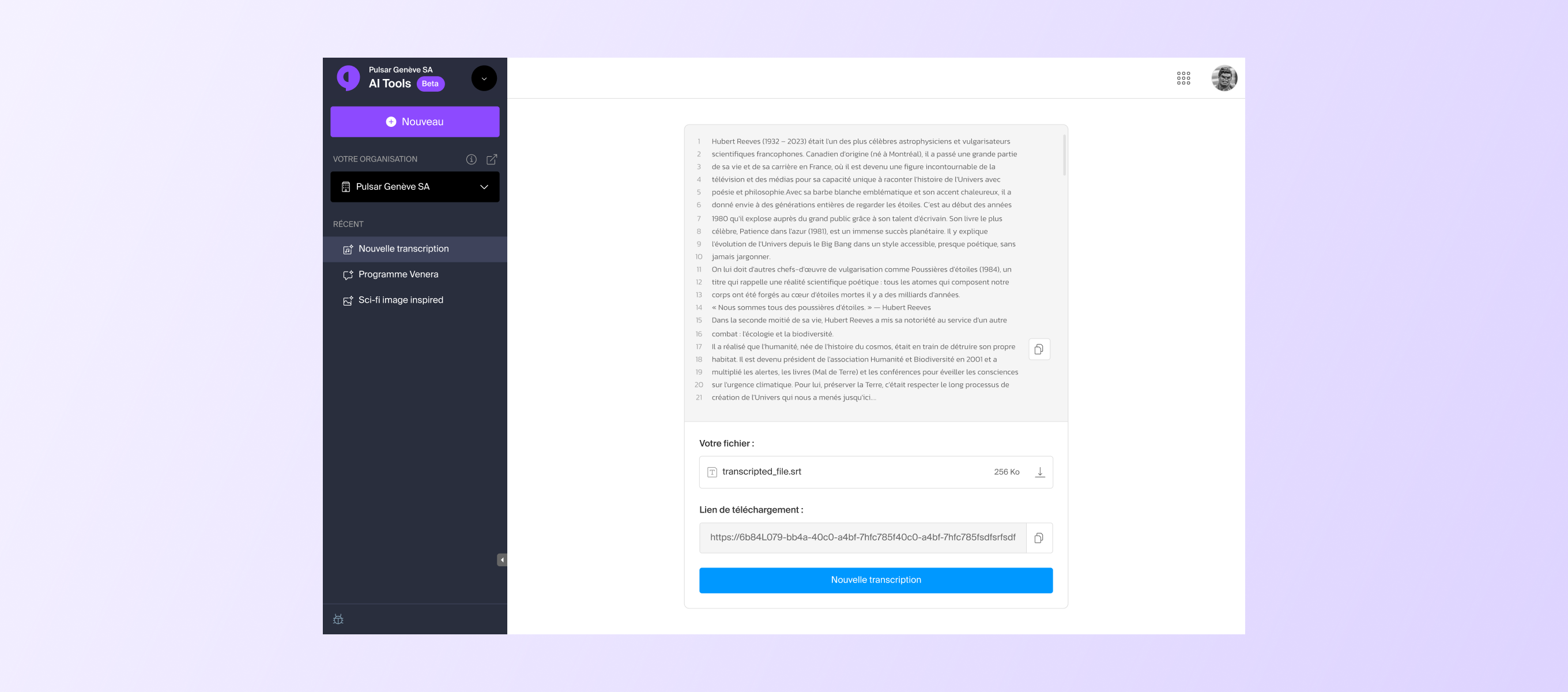 AI Tools — détail interface
