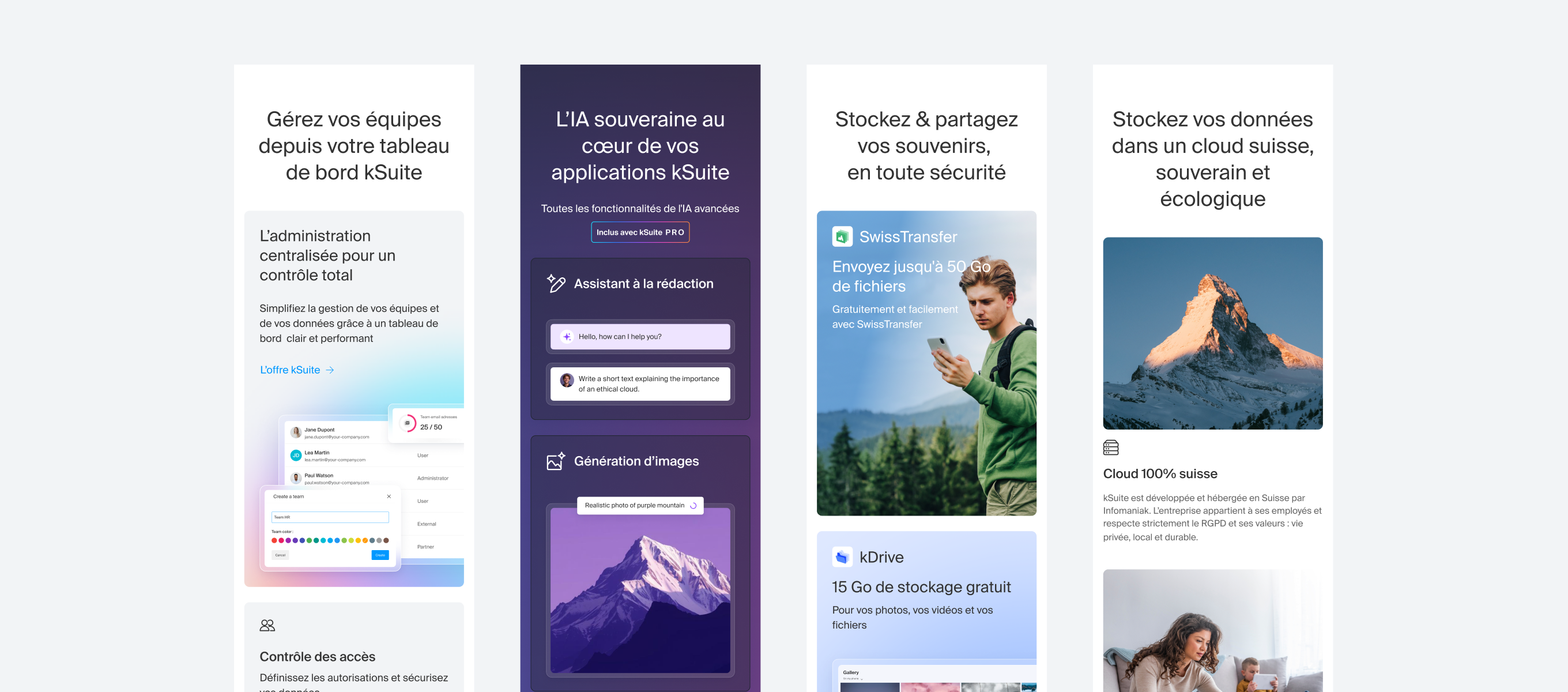 kSuite — sections mobiles