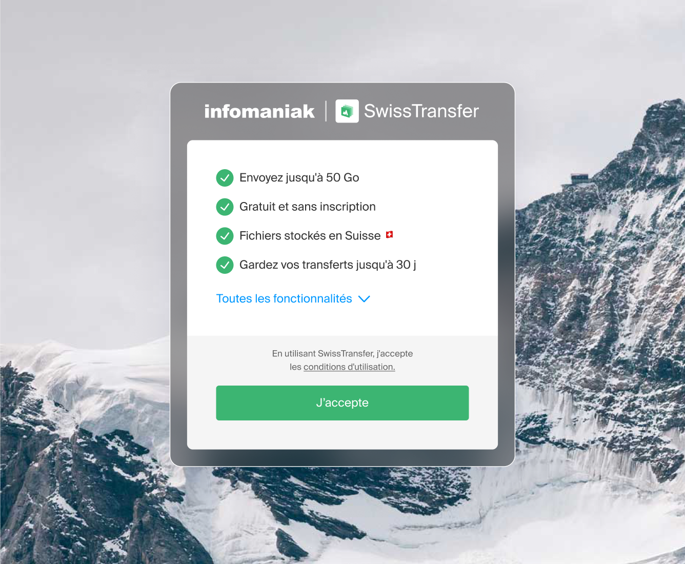 SwissTransfer — interface de transfert