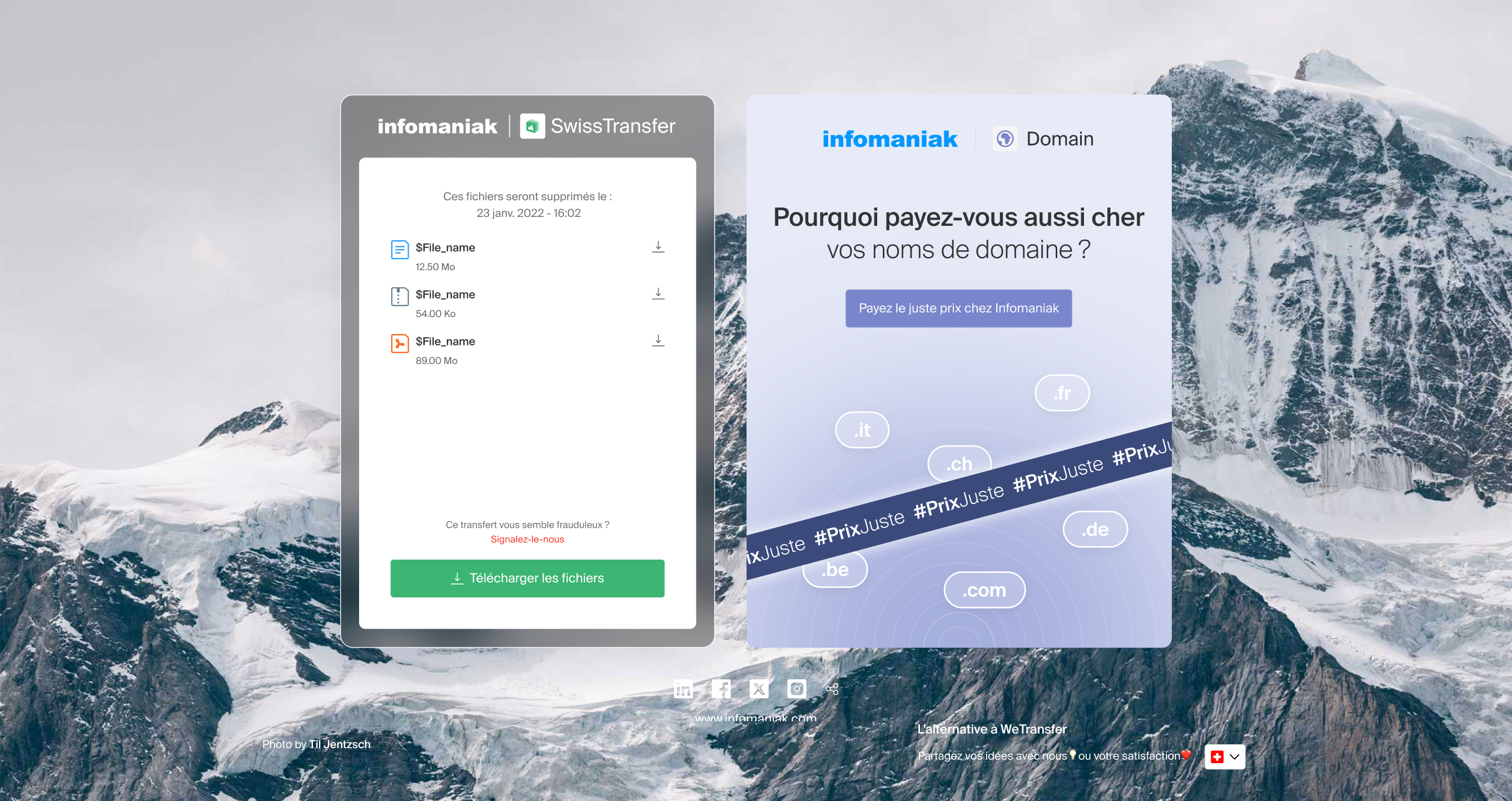 SwissTransfer — inclus dans l'écosystème Infomaniak